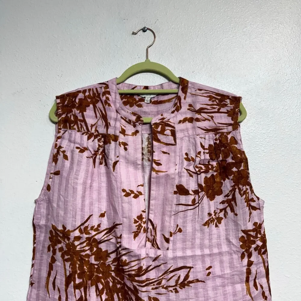 Joie Pink Floral Narumi Linen Sleeveless Blouse Sz S NWOT